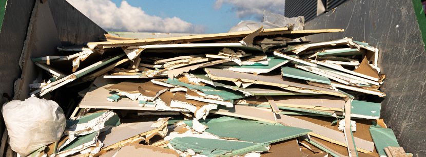 Plasterboard in a skip